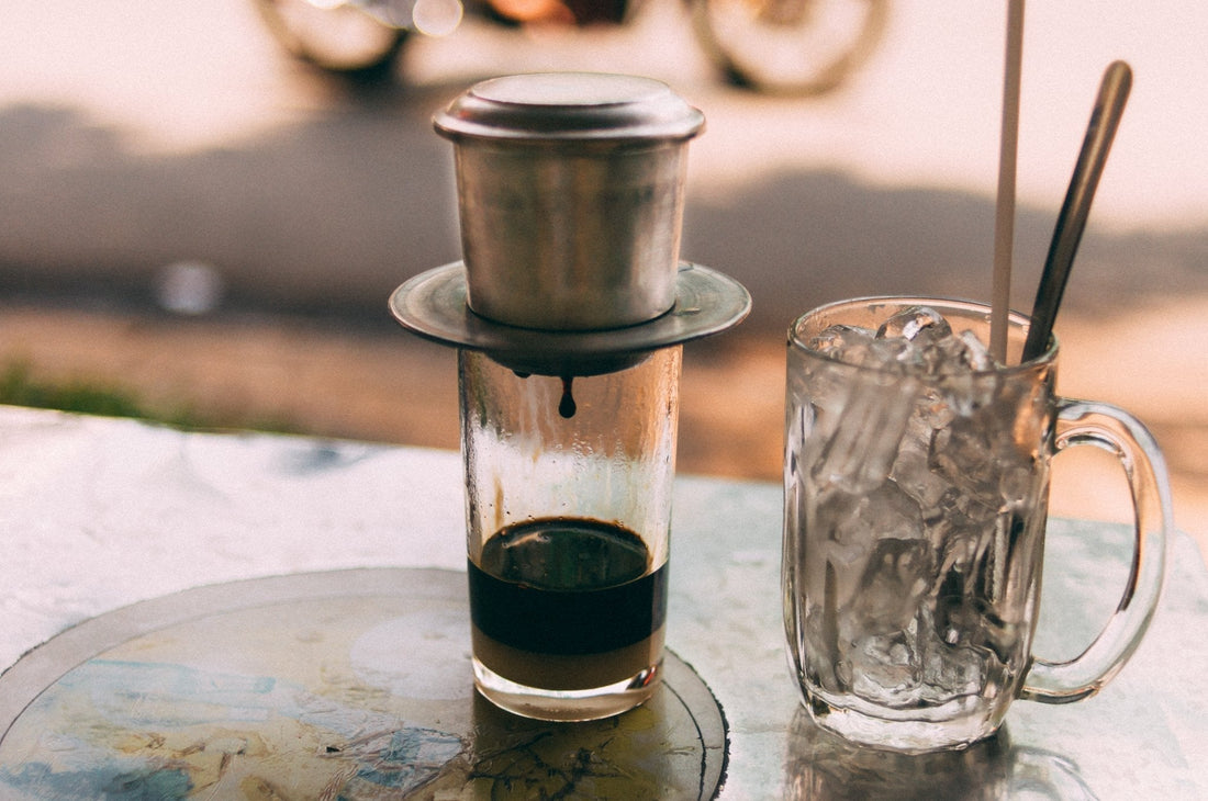 Traditional Vietnamese coffee brewed with a Phin filter